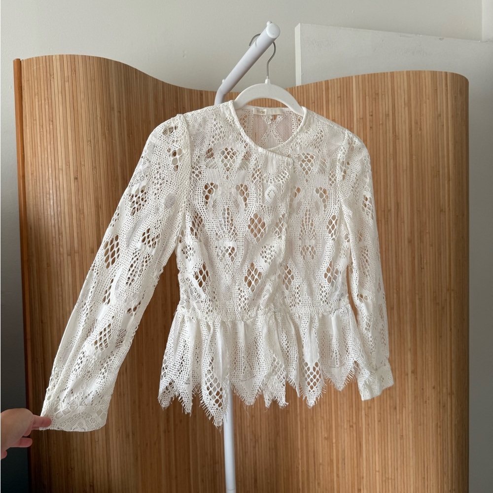 MAJE Capso Lace Peplum Top